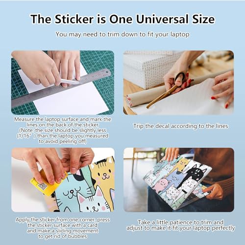 Universal Laptop Skin Sticker with 2 Wrist Pad Skins, Waterproof Scratch Resistant Vinyl Laptop Cover Decal, Cut to Fit for 11–15.6 Inch MacBook HP Dell Lenovo, Cat Family - color: Cat Family