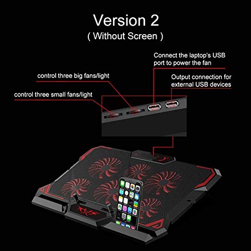 Laptop Cooling Pad 6 Fans Up to 17 Inch Heavy Notebook Cooler Blue LED Lights 2 USB Ports Blue-6fans