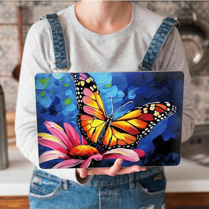 Universal Laptop Skin Sticker with 2 Wrist Pad Skins, Waterproof Scratch Resistant Vinyl Laptop Cover Decal, Cut to Fit for 11–15.6 Inch MacBook HP Dell Lenovo, Butterfly Flower - color: Butterfly Flower