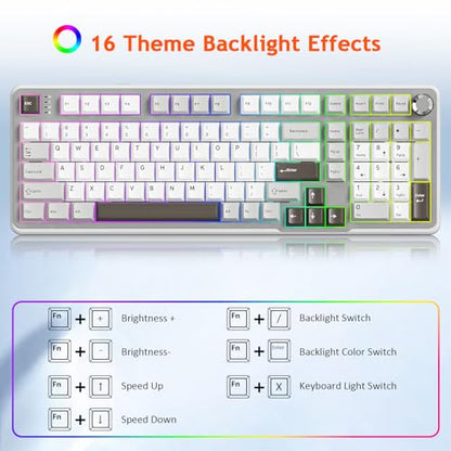 Wireless Mechanical Gaming Keyboard, Tri-Mode Connectivity (Bluetooth 5.0/2.4GHz/USB-C), Hot-Swappable, RGB Backlit,101-Key Layout Keyboard with Volume Knob for PC, Laptop, Tablet