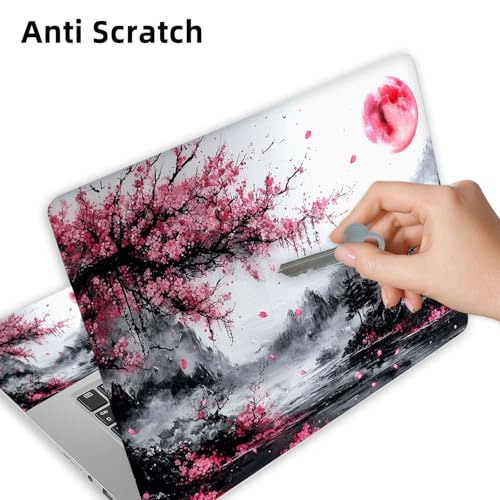 Aesthetic Laptop Skin Cover,12-15.6 Inch Universal Vinyl Sticker Decal,Waterproof Scratch-Resistant Notebook Wrap,Removable Residue-Free Protector,Cherry Blossom Moonlight - color: Cherry Blossom Moonlight