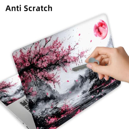 Aesthetic Laptop Skin Cover,12-15.6 Inch Universal Vinyl Sticker Decal,Waterproof Scratch-Resistant Notebook Wrap,Removable Residue-Free Protector,Cherry Blossom Moonlight - color: Cherry Blossom Moonlight