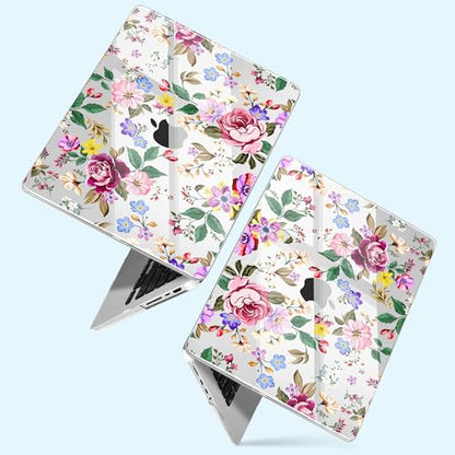 for New MacBook Pro 14 inch Case 2025 M5 2024 M4 2023 Release– Fashionable Lightweight Floral Design Transparent HD Clear Laptop Shell, with TPU Keyboard Cover & OTG Adapters, Flowers - color: Flowers