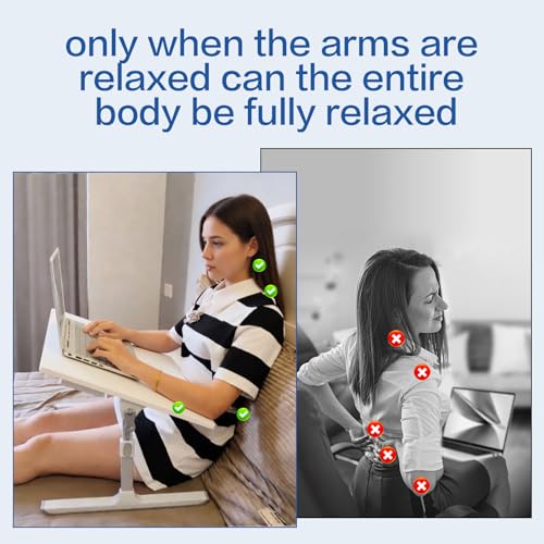 Armrest Laptop Desk for Couch and Bed,Hospital Bed Table,Lap Desk Pillow,Large Adjustable Bed Desk for Laptop with Drawer and Tablet Slot, U-Table for Reading, Gaming, Writing,Eating,Drawing