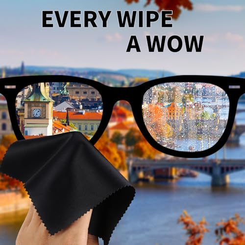 Eco-Fused Microfiber Cleaning Cloths - 40 Pack - (6 x 7 inches) for Cleaning Glasses, Spectacles, Camera Lenses, Tablets, Phones, Smartphones, Laptops, LCD Screens and Other Delicate Surfaces - color: Black (40 Pack)