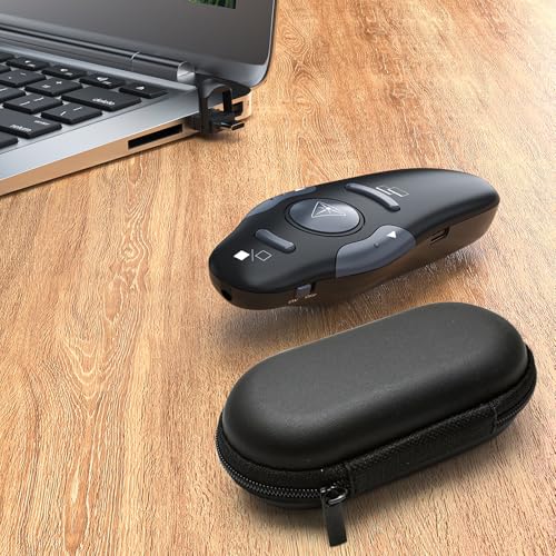Presentation Clicker with Storage Case, USB C Rechargeable Wireless Presenter Remote Powerpoint Clicker with Protective Case - style: Red Light+Case