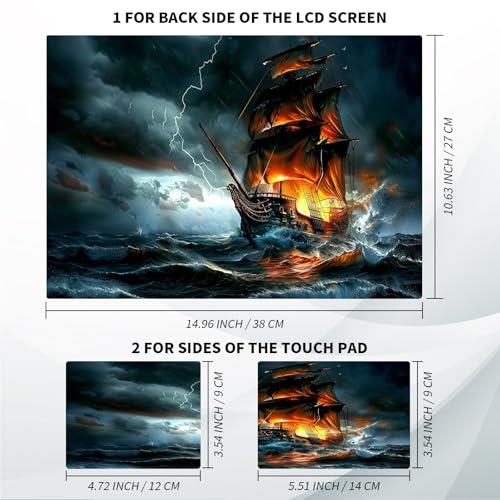 Universal Laptop Skin, DIY Cut-to-Fit Vinyl Cover Compatible with HP, Dell, Lenovo, Mac (13.3" to 15.6"), Anti-Scratch, No Residue & Bubble-Free Protective Decal Sticker, Epic Storm Pirate Ship - color: Epic Storm Pirate Ship