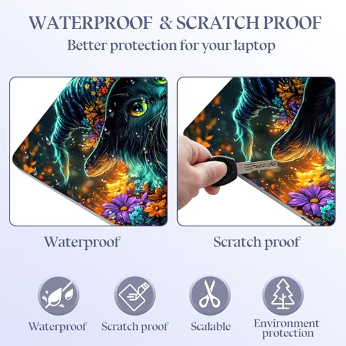Universal Laptop Skin Sticker Decal,15.6 Inch Laptop Vinyl Cover for 13" 14" 15.6" Laptop,Scratch-Resistant Waterproof Protector Wrap,Reusable with Wrist Pads,Witch Hat Cat - color: Witch Hat Cat