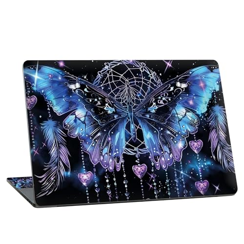 Universal Laptop Skin Sticker with 2 Wrist Pad Skins, Waterproof Scratch Resistant Vinyl Laptop Cover Decal, Cut to Fit for 11–15.6 Inch MacBook HP Dell Lenovo, Heart Butterfly - color: Heart Butterfly