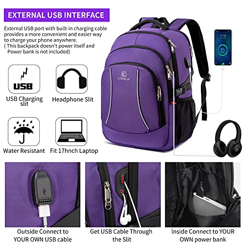 Travel Laptop Backpack,17.3 Inch Large Capacity College School Bookbags,RFID Anti Theft Pocket,Durable Water Resistant Backpacks Computer bagpack for Women Girls Teenagers Casual Daypack,Purple | Large Capacity, RFID Anti Theft Pocket, Water Resistant, Fo