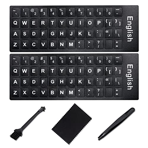 English Keyboard Stickers [5 in 1],Super Clear Large Print Bold White Letters on Black Background English US Keyboard Letter Stickers for Laptop Desktop Computer Alphabet Sticker-Matte - color: Big Font White Letter