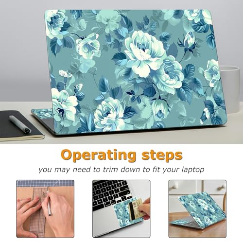 Universal Laptop Skin Sticker with 2 Wrist Pad Decals, 3-Piece Removable Vinyl Laptop Cover, Bright Flowers Waterproof Anti-Scratch, Easy-Trim Fit for 13.3" 14" 15.6" Laptops - color: Bright Flowers