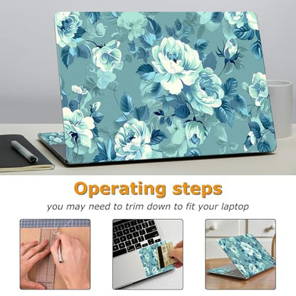 Universal Laptop Skin Sticker with 2 Wrist Pad Decals, 3-Piece Removable Vinyl Laptop Cover, Bright Flowers Waterproof Anti-Scratch, Easy-Trim Fit for 13.3" 14" 15.6" Laptops - color: Bright Flowers