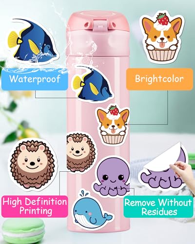 300 Pcs Animal Stickers for Kids, Cute Water Bottle Stickers, Party Favors | Vinyl Waterproof Kid Sticker Pack, Kids Classroom Prizes for Elementary Students, Goodie Bags Stuffers for Kids - style: 300 Pcs