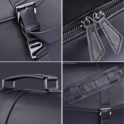 ESTARER Men's Leather Briefcase 17.3 Inch Laptop Computer Bag for Office/Business/Travel, Large Satchel Professional Leather Messenger Shoulder Bag, Black - color: Black, size: 17.3 Inch