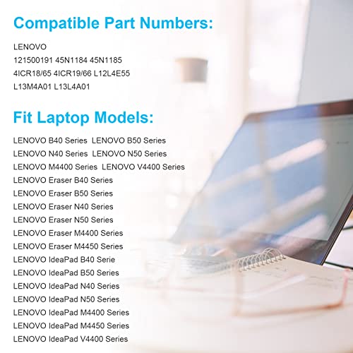 Fancy Buying L13L4A01 L12S4E55 Laptop Battery for Lenovo N40 N50 M4400 V4400 Eraser B40 B50 B50-30 Touch B50-45 B50-70, IdeaPad N40 N40-30 N40-45 N40-70 V4 M4450 - size: 10.04*1.58*0.87inch B40-80