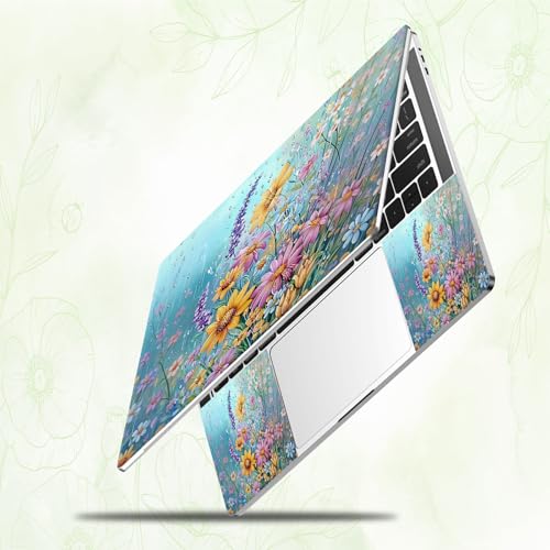 Laptop Skin Sticker Decal, Universal Reusable Vinyl Laptop Cover for 12" 13" 13.3" 14" 15" 15.4" 15.6" Notebook PC, Reusable Waterproof Scratch-Resistant with 2 Wrist Pads,Colourful Wildflowers Floral - color: Colourful Wildflowers Floral