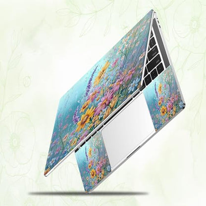 Laptop Skin Sticker Decal, Universal Reusable Vinyl Laptop Cover for 12" 13" 13.3" 14" 15" 15.4" 15.6" Notebook PC, Reusable Waterproof Scratch-Resistant with 2 Wrist Pads,Colourful Wildflowers Floral - color: Colourful Wildflowers Floral
