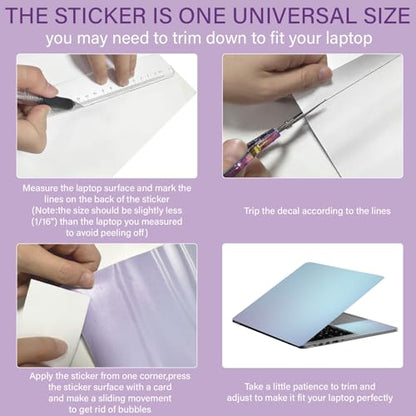 CREATCABIN Laptop Skin Decal Universal Reusable Vinyl Laptop Cover Sticker Waterproof PC Art Personalized Protector Scratchproof Laptop Skin for 12.1 13 13.3 .6 14 15 15.3 16 Inch Remove Change Styles - style: Blue-Purple