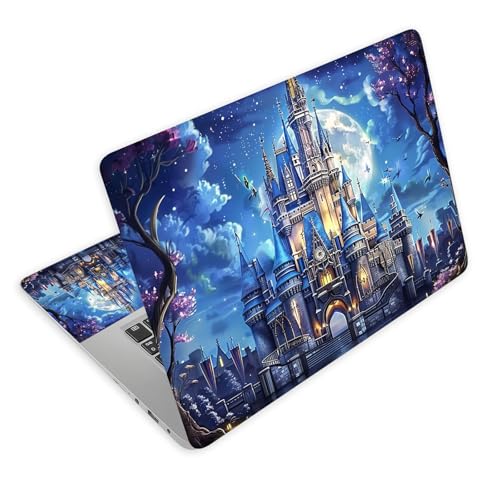 Universal Laptop Skin Decal, 3-Piece Vinyl Protector for 12 13 14 15.6" Notebook, Waterproof Anti-Scratch, Easy Trim & Bubble-Free Finish, Castle in Moonlight Surrounded - color: Castle in Moonlight Surrounded