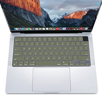 MOSISO Keyboard Cover Skin Compatible with MacBook Air 15 inch M3 M2 | A3114 A2941/Air 13.6 A3113 A2681/Pro 14/16 M4 M3 M2 M1, Army Green - color: Army Green