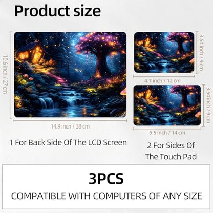 Magic River Night Universal Laptop Skin Sticker 3PCS, Protective Decal Trim-to-Fit 11.6" 13.3" 14" 15.6" Laptop Vinyl Cover, Removable Anti-Scratch Computer Decal Protector - color: Magic River Night