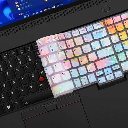 Keyboard Cover for Lenovo ThinkPad E16 Gen 1 16", Thinkpad T16 P16 P16v P16s Gen 2/Gen 1 16", Thinkpad L15 Gen 4/3 15.6" (Not Fit Thinkpad Z16, L15 Gen 2/1)-Iridescent - color: Iridescent