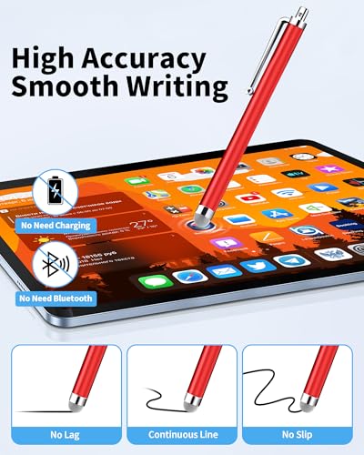 Stylus (15 pcs),Stylus for Touchscreen,Universal Fiber Tip,Pen Clip | High Sensitivity,for iPad iPhone Samsung, Nintendo Switch, Android Tablets