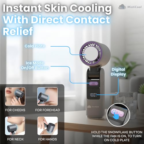 ArcticPad Portable Peltier Chill-Pad Fan - Cooling Handheld Fan with Cold Plate - 13K RPM, 100 Speeds & LED Display - USB Rechargeable Battery Powered Travel Fan - Midnight Black - color: Midnight Black