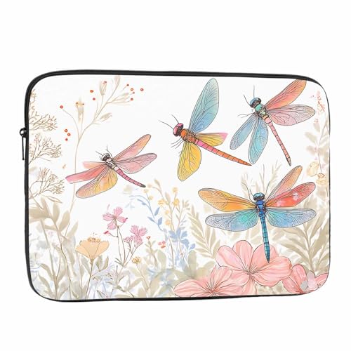 Laptop Sleeve Bag 15.4 15.6 Inch,Dragonfly Retro Flower Tree Garden Protective Polyester Computer Cases Laptop Cover Briefcase Bag Tablet Travel Cover - color: LPS-007