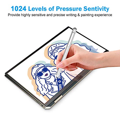 MPP 1.51 Pen for Surface Pro 11/10/X/9/8 300Day Battery Life Palm Rejection | Digital Pen for Surface, Surface Laptop/Book/Go/Studio, Kobo, 1024 Pressure, Precise Drawing & Note-Taking, Two Side Buttons - color: Silver