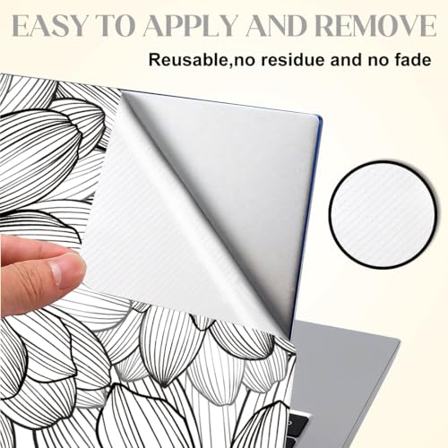 SUPERDANT 3 Sheet Linear Floral Laptop Decal 14.96x10.63inch Trimmable PVC Laptop Skin Sticker Reusable for 12 13 14 15 15.6 inch Notebook Colorful - style: Linear Floral