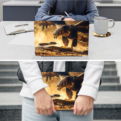 Laptop Skin Sticker Decal 12"-15.6" Universal Laptop/Notebook/Netbook Vinyl - Waterproof Scratch Resistant,Fits HP Dell Lenovo MacBook,2 Free Wrist Pads,Easy Apply & Remove,Eagle Snake Desert - color: Eagle Snake Desert