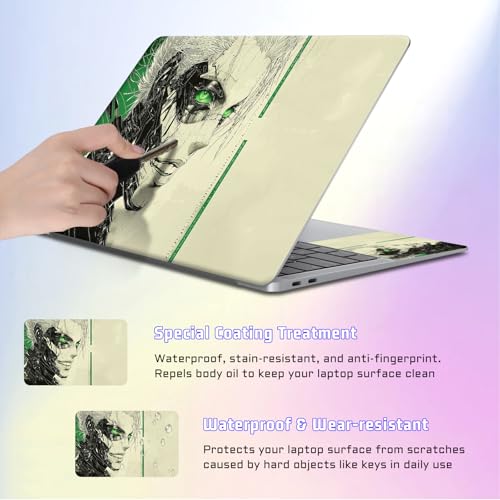 Universal Laptop Skin Sticker Decal, Compatible with MacBook HP Dell Lenovo 12"-15.6", Reusable Vinyl Notebook Cover 3PCS Set, High-Recognition Film-Cyberpunk Android Man - color: Cyberpunk Android Man