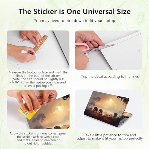 Laptop Skin Sticker Decal, Universal Reusable Vinyl Laptop Cover for 12" 13" 13.3" 14" 15" 15.4" 15.6" Notebook PC, Waterproof Scratch-Resistant with 2 Wrist Pads, Easy to Apply & Remove,Elephant - color: Elephant