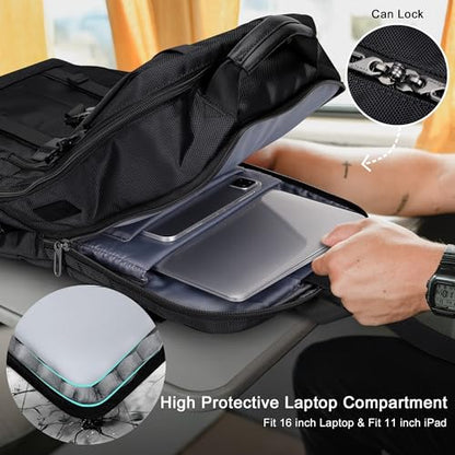 WITZMAN Travel Laptop Backpack for Men Fits 16 inch Laptop | Nylon Carry-on Airline Approved, USB Charging Port, 26L Capacity, For Vacation, Weekend, Overnight Trip, B716 Black - color: Black