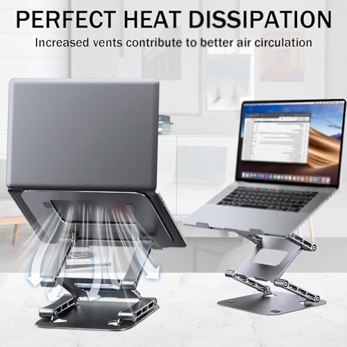 Laptop Riser,Ergonomic Laptop Stand,3-Tier Foldable Laptop Stand,Steel,Can Bear 4KG,Reading and Easy Carrying,for 10-17.3'' Inches Laptop