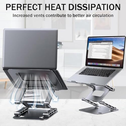 Laptop Riser,Ergonomic Laptop Stand,3-Tier Foldable Laptop Stand,Steel,Can Bear 4KG,Reading and Easy Carrying,for 10-17.3'' Inches Laptop