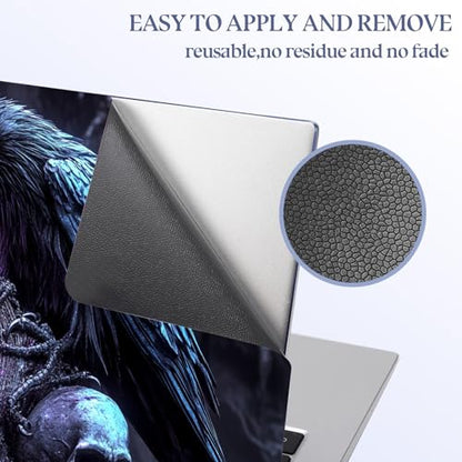Universal Laptop Skin Sticker Decal,15.6 Inch Laptop Vinyl Cover for 13" 14" 15.6" Laptop,Scratch-Resistant Waterproof Protector Wrap,Reusable with Wrist Pads,Raven Clock of Skulls - color: Raven Clock of Skulls