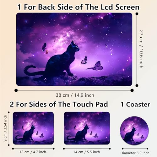 Laptop Skin Sticker Decal 15.6 Inch,12 13 13.3 14 15 15.6 in Laptop Netbook Skins for Notebook,Art Decal Removable Waterproof Scratch Resistant,Universal Vinyl Cover,Galaxy Cat Purple - color: Galaxy Cat Purple