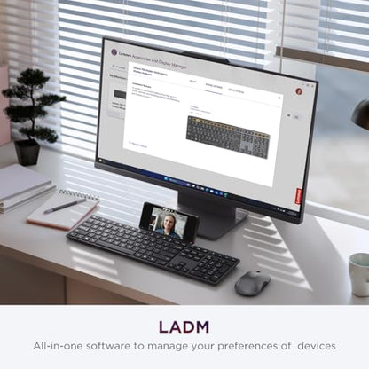 Lenovo 700 Modern Wireless Keyboard, 2.4 GHz Dongle & Dual Bluetooth Connection, AES-128 Encryption, 36 Month Battery Life, Luna Grey - size: Keyboard