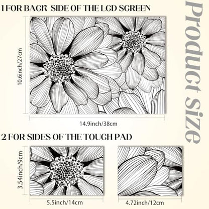 SUPERDANT 3 Sheet Linear Floral Laptop Decal 14.96x10.63inch Trimmable PVC Laptop Skin Sticker Reusable for 12 13 14 15 15.6 inch Notebook Colorful - style: Linear Floral