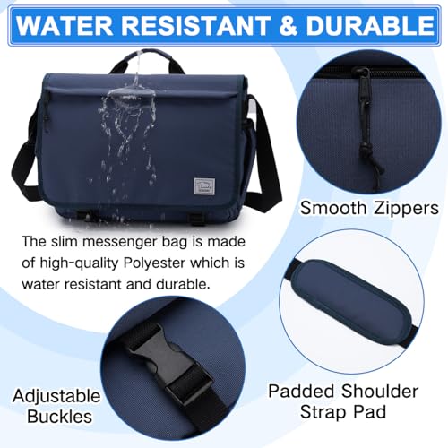 VASCHY Messenger Bag for Men,Water Resistant Casual Satchel Briefcase Fashion Laptop Work Bag Crossbody Shoulder Handbag for Women College Campus Blue - color: Blue