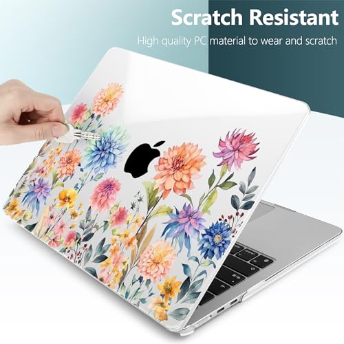 TWOLSKOO for MacBook Air 15 inch Case 2026 2025 2024 2023 Release M5 A3448 M4 A3241 M3 A3114 M2 A2941, Plastic Hard Shell & Screen Protector & Keyboard Cover & Trackpad Film, Beautiful Flowers - color: Beautiful Flowers D020