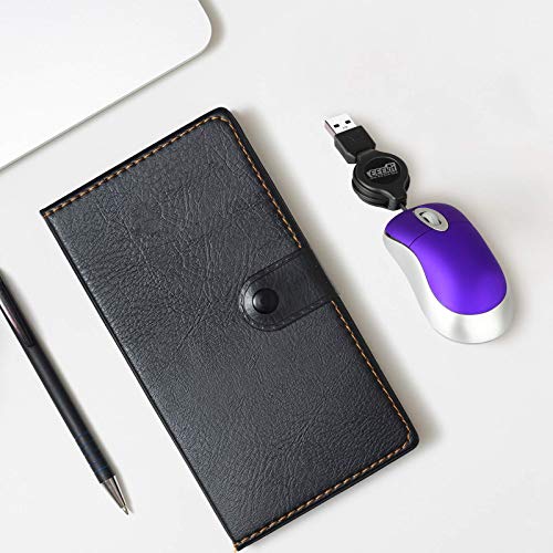 EEEKit 2 Pack Mini Retractable Cable USB Optical Mouse, Purple, Unisex - color: Purple