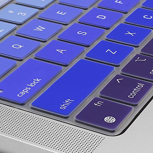 ProElife Keyboard Cover Skin for MacBook Air 13/15 Inch M5 M4, Ombre Blue | US Enter, Ultra Thin (0.26 mm), Silicone Protective Skin, Easy to Apply, Washable & Reusable, Dust-proof, Precision Molded - color: Ombre Blue