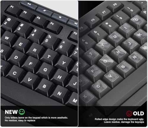 2PCS English Keyboard Letter Stickers with Tweezer - 3D Keyboard Letters Replacement Stickers, Borderless Characters for Laptop Notebook Computer PC Desktop Keyboard, Peel-off Film, Only Leave Letters - size: English-White