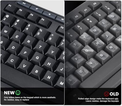 2PCS English Keyboard Letter Stickers with Tweezer - 3D Keyboard Letters Replacement Stickers, Borderless Characters for Laptop Notebook Computer PC Desktop Keyboard, Peel-off Film, Only Leave Letters - size: English-White
