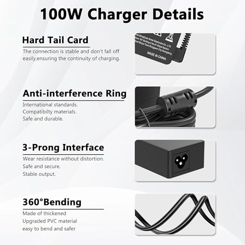 JEIBAO 100W Universal USB C Laptop Charger Compatible with Mac Book Pro/Air 16, 15, 14, 13 Inch,iPad Pro,Lenovo Thinkpad/Chromebook/IdeaPad Yoga,HP,Dell,Acer,Asus, All USB-C Devices - color: Black2