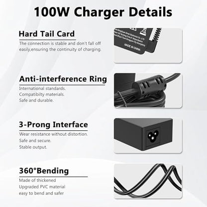 JEIBAO 100W Universal USB C Laptop Charger Compatible with Mac Book Pro/Air 16, 15, 14, 13 Inch,iPad Pro,Lenovo Thinkpad/Chromebook/IdeaPad Yoga,HP,Dell,Acer,Asus, All USB-C Devices - color: Black2